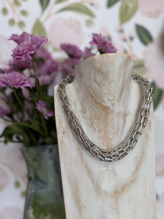 COLLANA LUDO MAGLIA TUBOLARE OVER  ARGENTO NALI