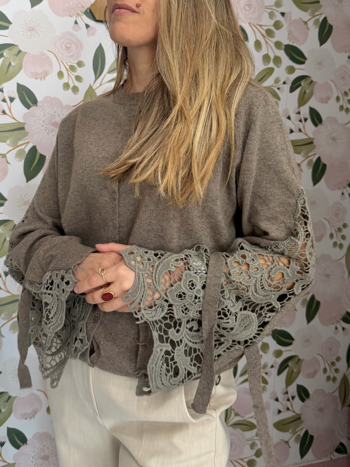 CARDIGAN CON MANICHE MACRAME' ECO