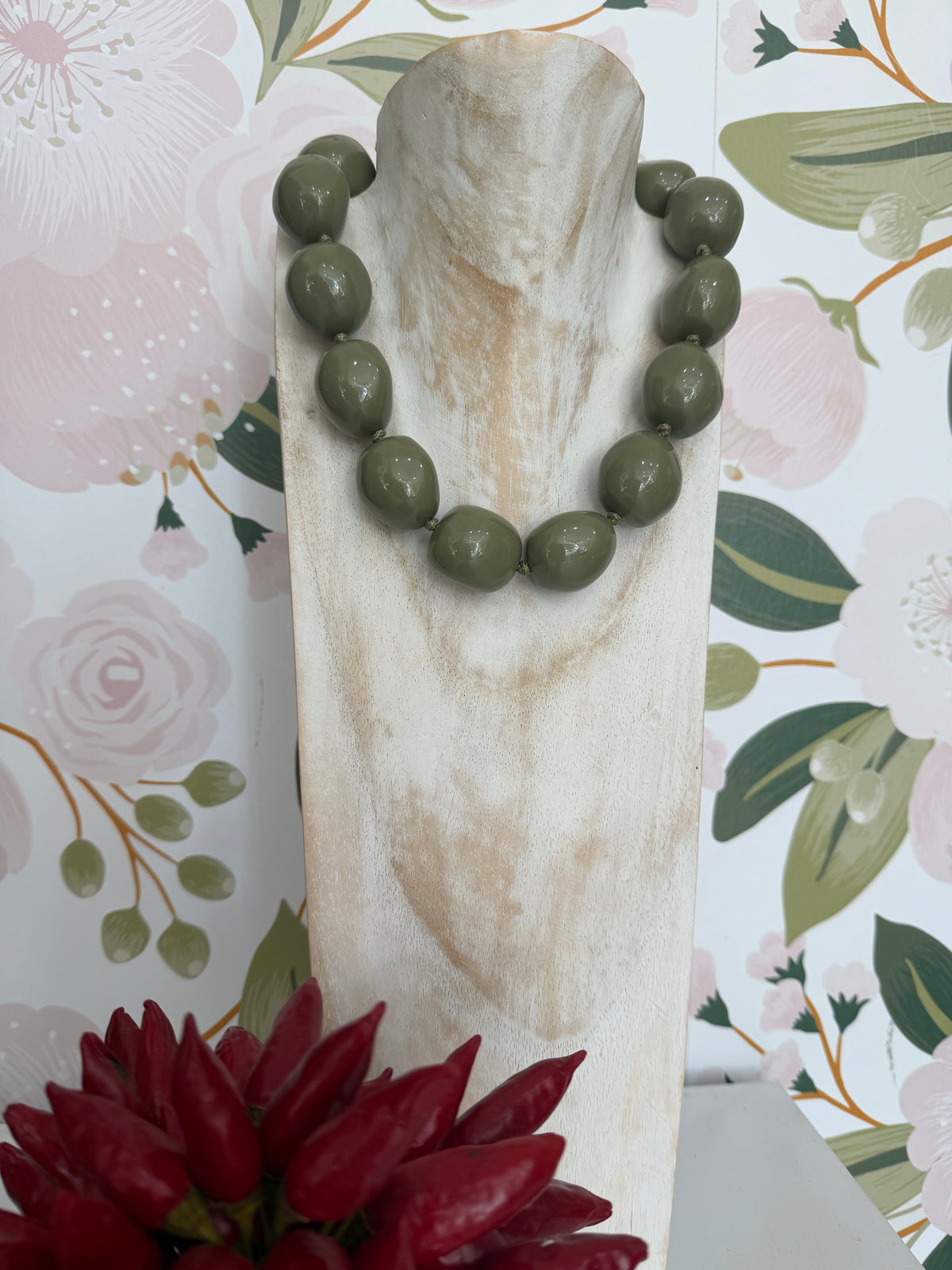 COLLANA AURORA SFERE IN RESINA PLAIN SALVIA
