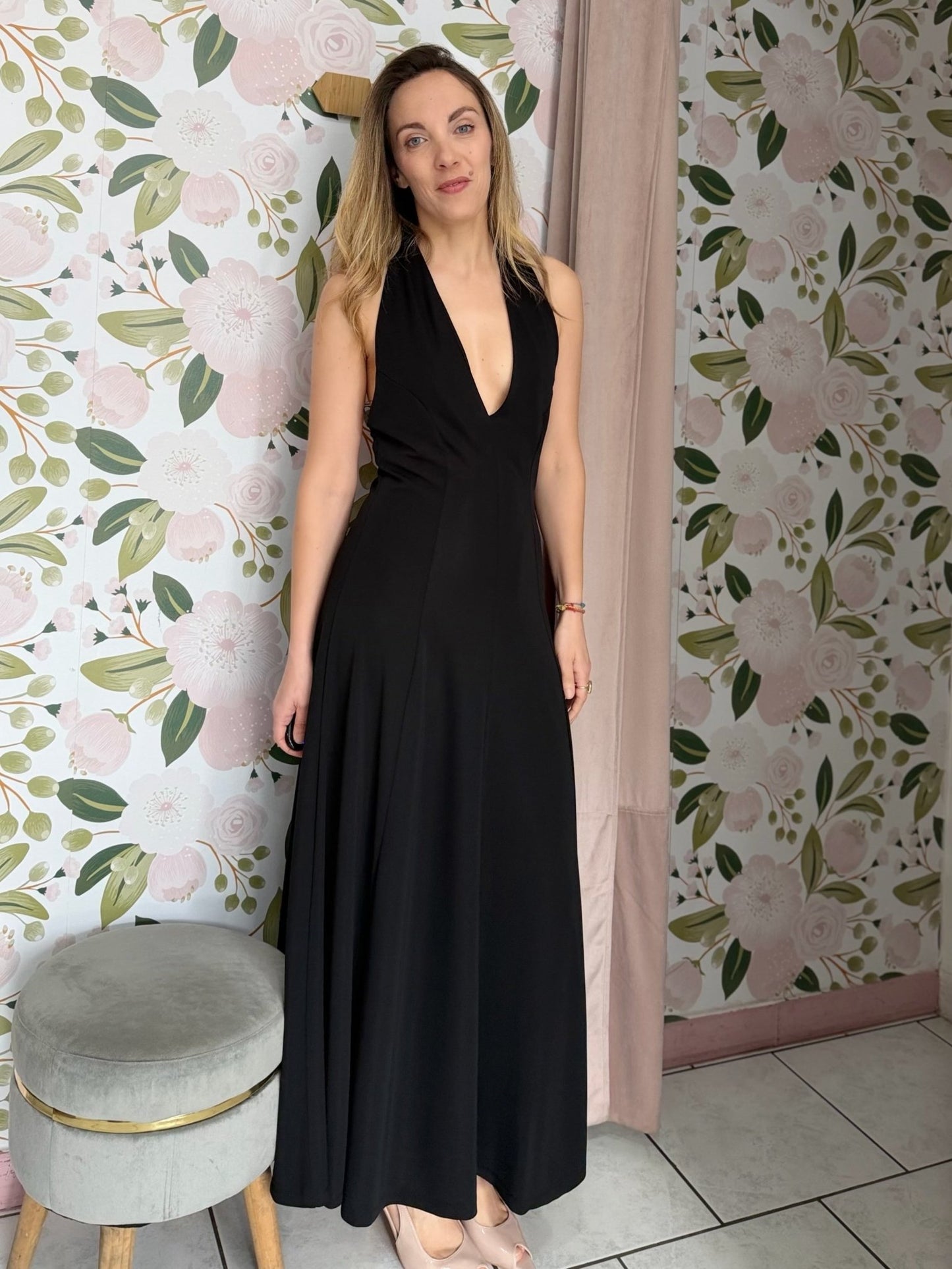 ABITO LUNGO CON SCOLLO AMERICANO LE SARTE DEL SOLE - Fanatica Boutique