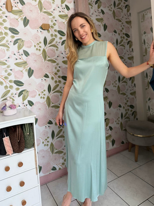 ABITO RASO CON SCOLLO TRASPARENTE ECO - Fanatica Boutique