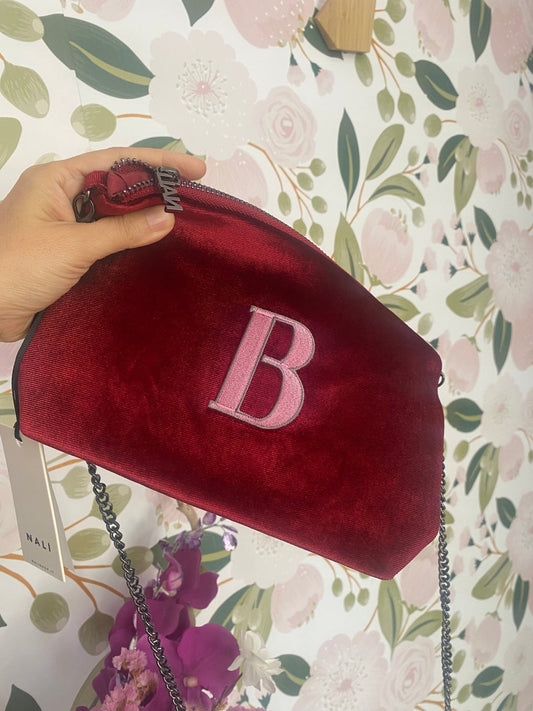 ALPHABET MINI BAG VELLUTO BORDEAUX B NALI - Fanatica Boutique