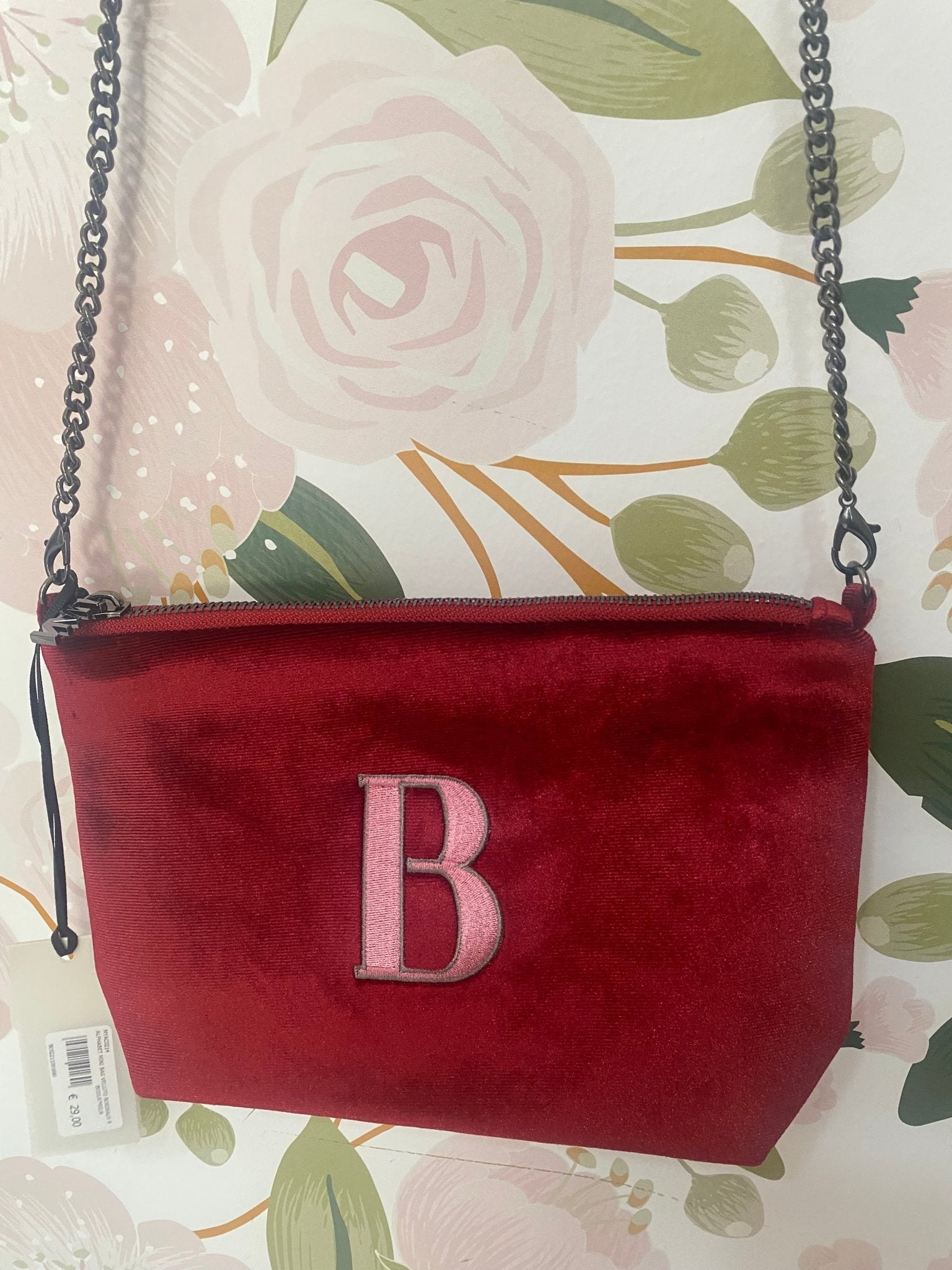 ALPHABET MINI BAG VELLUTO BORDEAUX B NALI - Fanatica Boutique