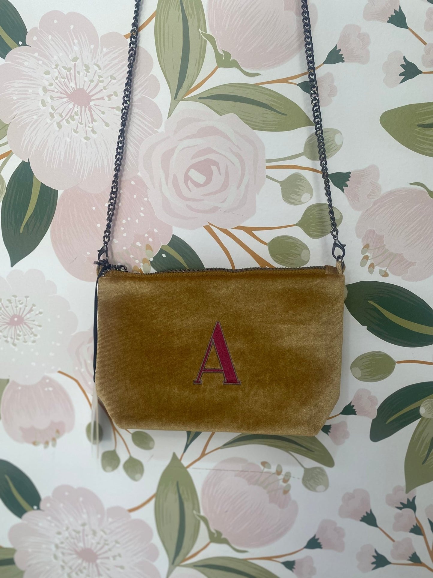 ALPHABET MINI BAG VELLUTO OCRA A NALI - Fanatica Boutique