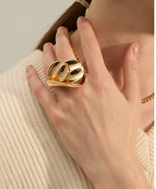 ANELLO SINUOSO DOPPIO REGOLABILE ORO NALI - Fanatica Boutique