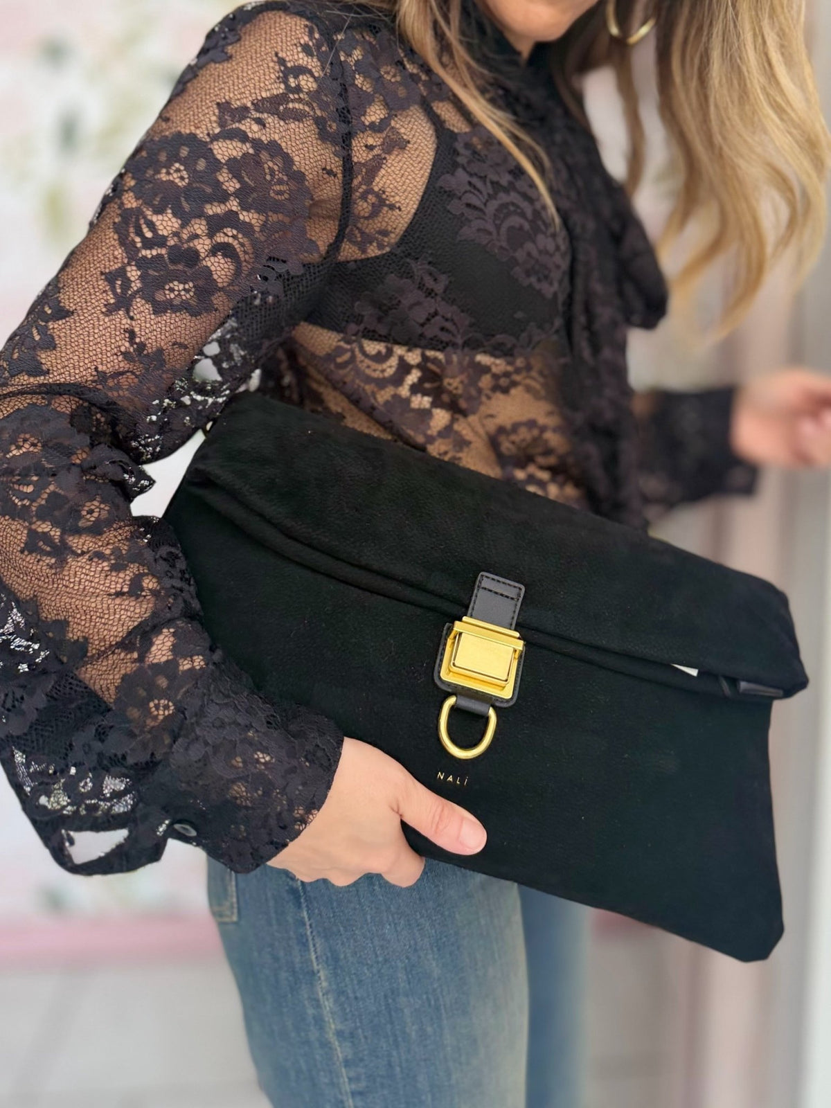 BORSA ALLEGRA A SPALLA NERO NALI - Fanatica Boutique