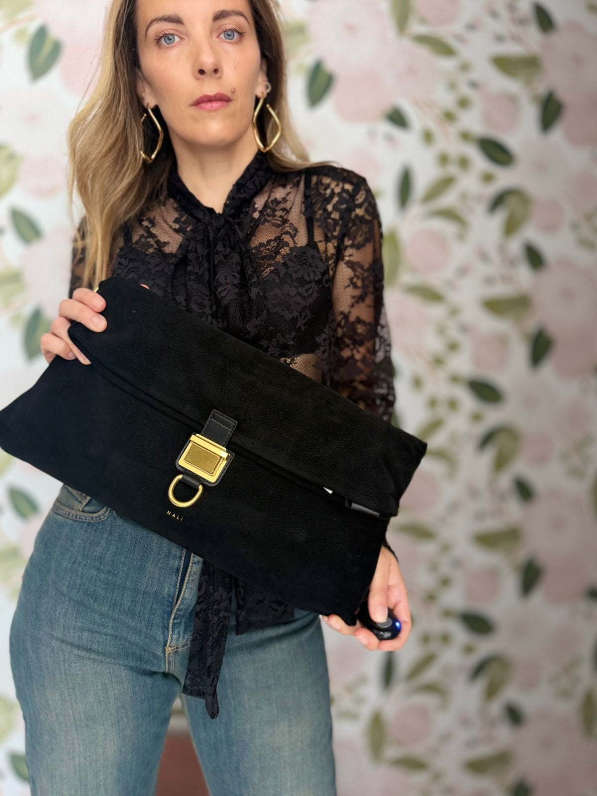 BORSA ALLEGRA A SPALLA NERO NALI - Fanatica Boutique