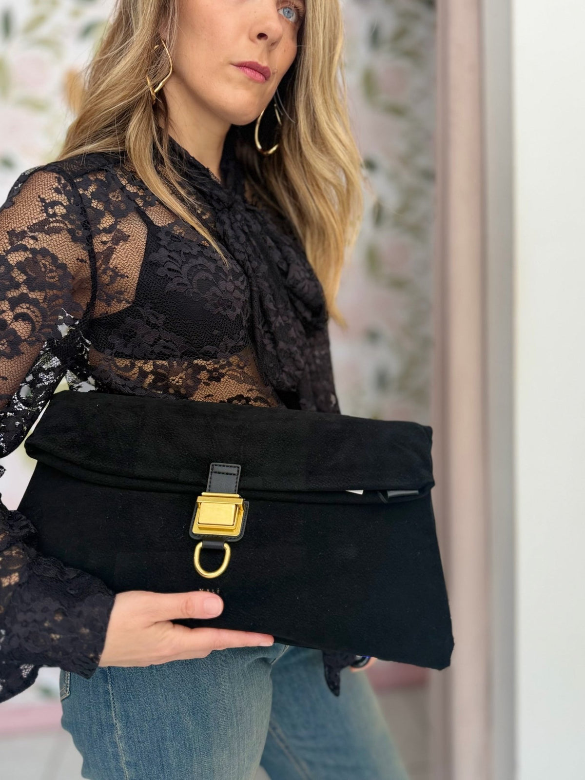 BORSA ALLEGRA A SPALLA NERO NALI - Fanatica Boutique