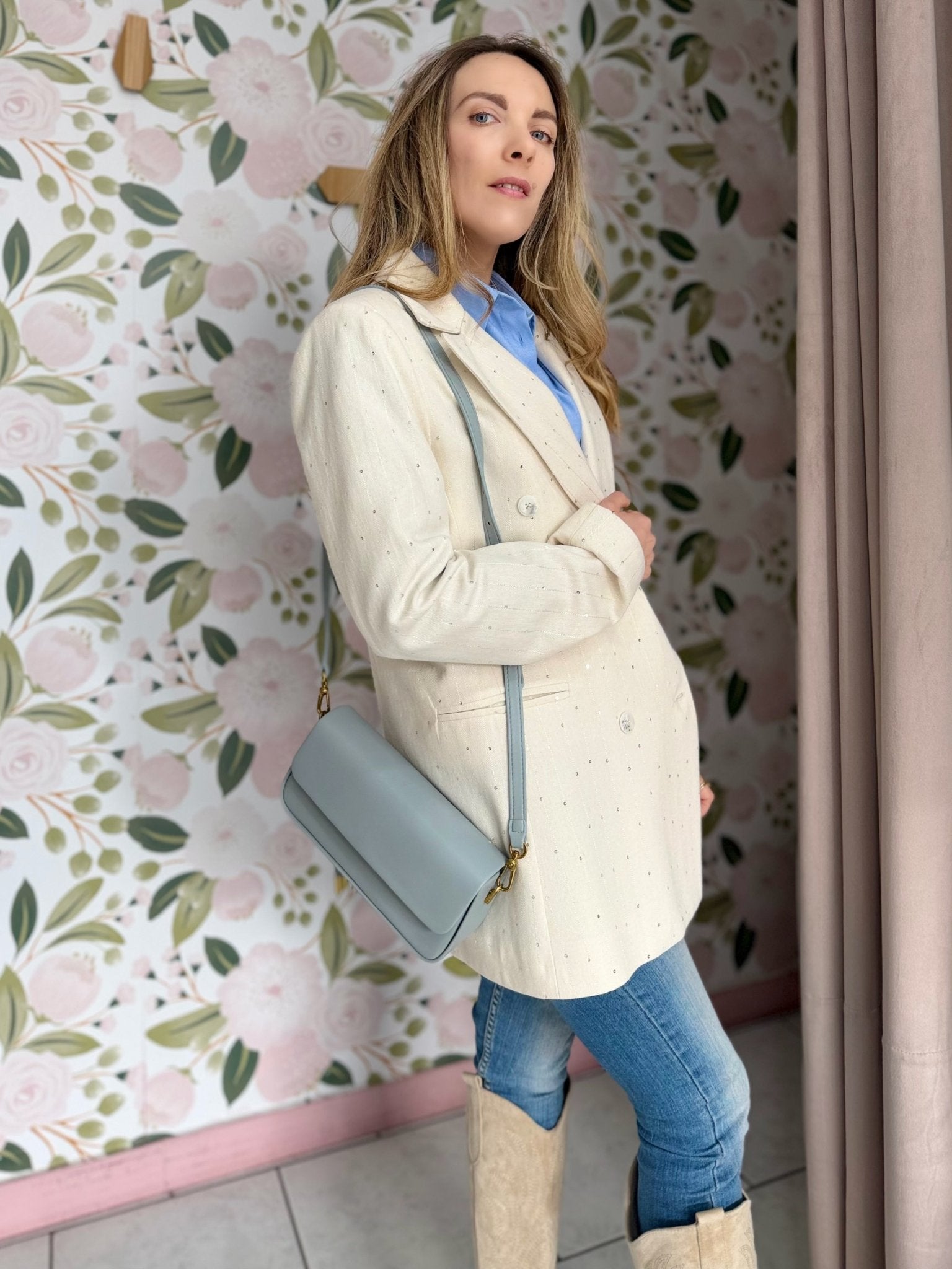 BORSA BRISTOL A SPALLA CON CIONDOLO CELESTE NALI - Fanatica Boutique