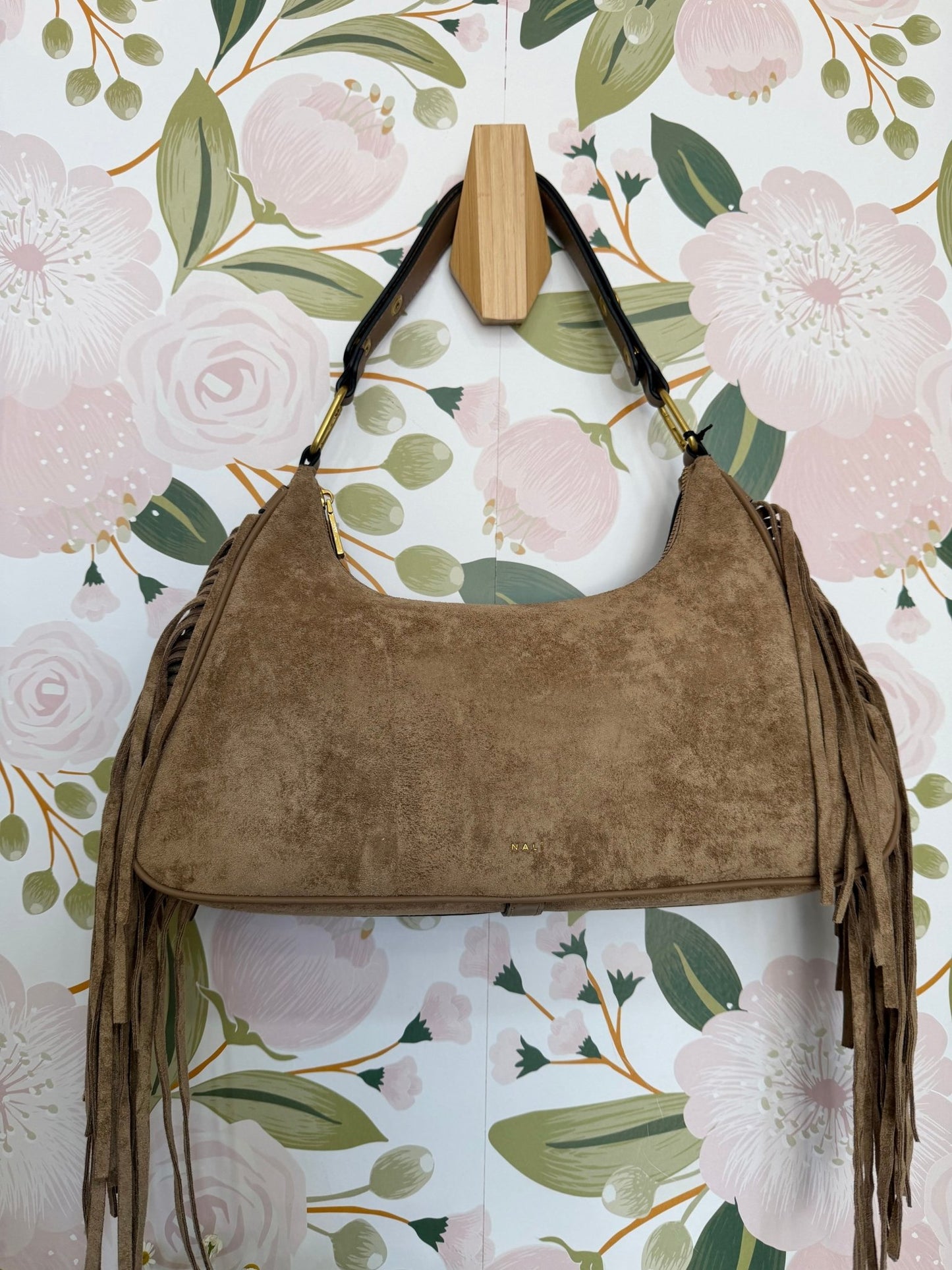 BORSA DALLAS A SPALLA CON FRANGE NOCCIOLA NALI - Fanatica Boutique