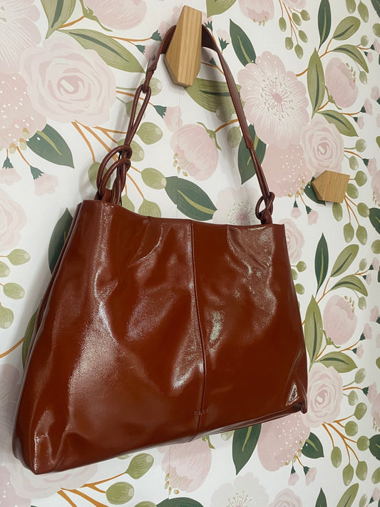 BORSA JANELLE A SPALLA LUCIDA RUGGINE NALI - Fanatica Boutique