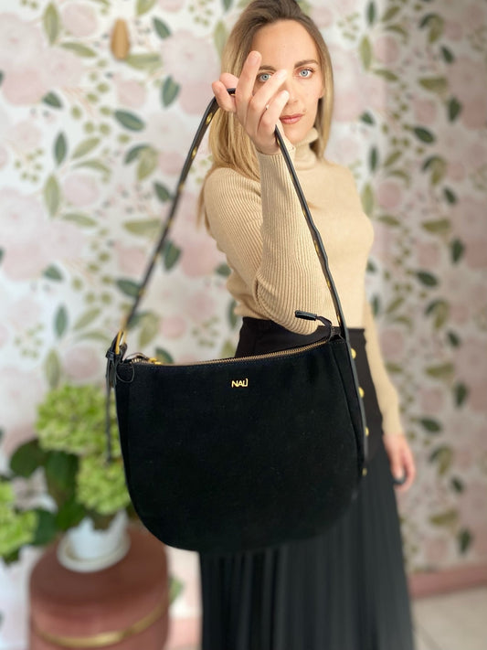 BORSA JOANNE SMALL A SPALLA+ BORCHIE NERO NALI - Fanatica Boutique
