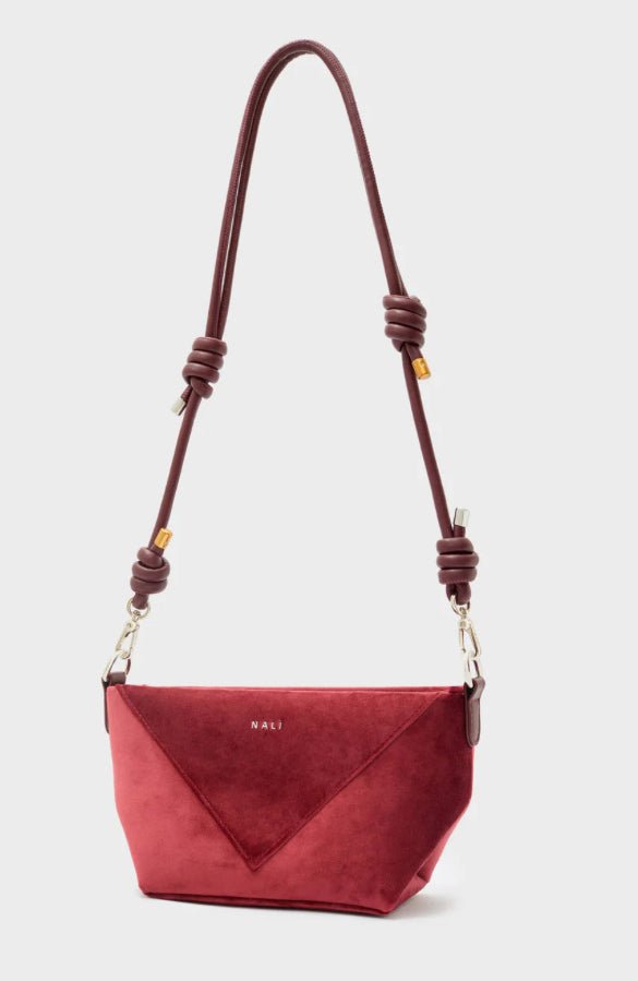 BORSA KAREN MEDIUM VELLUTO BORDEAUX NALI - Fanatica Boutique