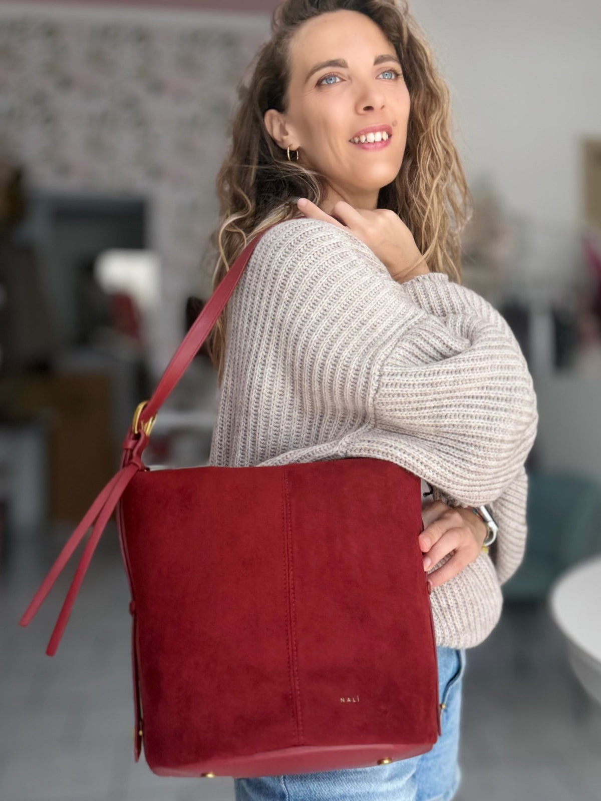 BORSA LANA BUCKET A SPALLA ROSSO NALI - Fanatica Boutique