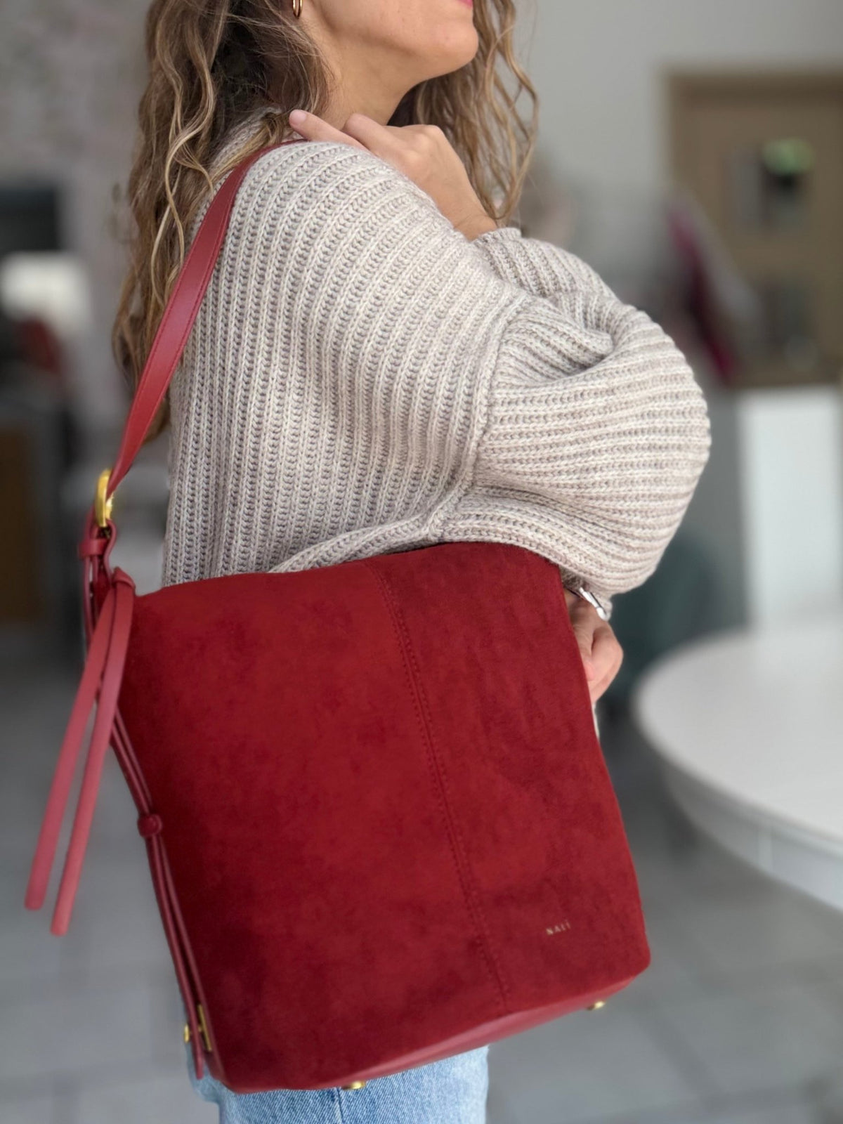 BORSA LANA BUCKET A SPALLA ROSSO NALI - Fanatica Boutique