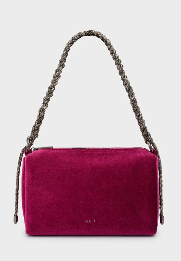 BORSA LOUISE VELLUTO FUCSIA CON PIETRE NALI - Fanatica Boutique