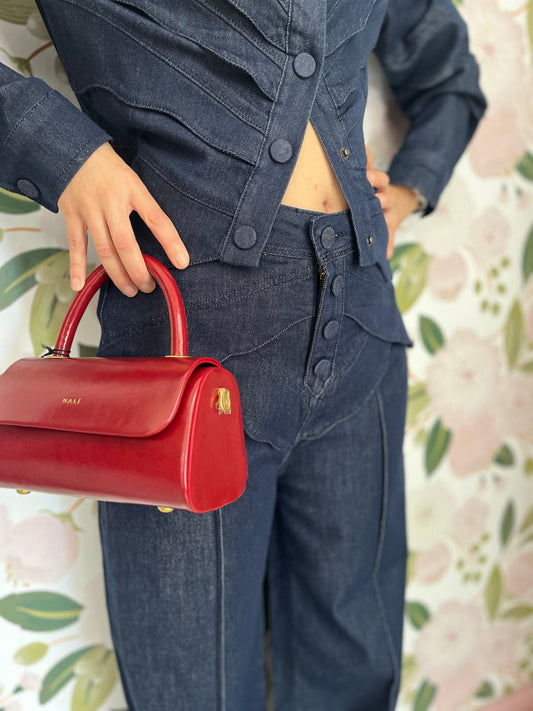 BORSA PHOEBE A MANO RIGIDA BORDEAUX NALI - Fanatica Boutique