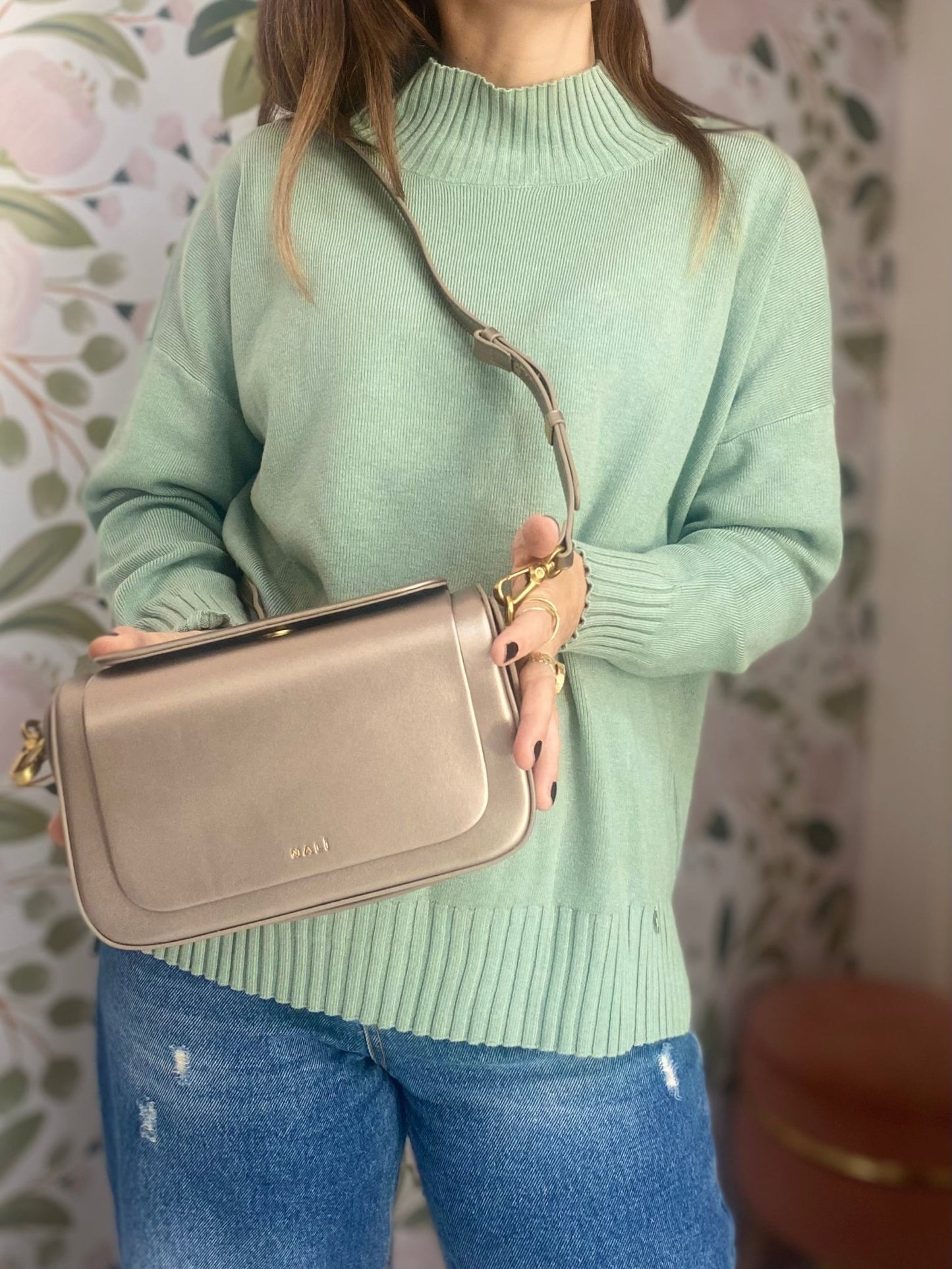 BORSA PHOEBE RIGIDA A SPALLA PLATINO - Fanatica Boutique