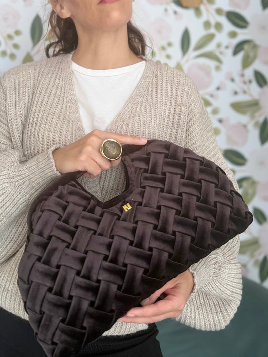 BORSA QUEEN A MANO INTRECCIATA MARRONE NALI - Fanatica Boutique