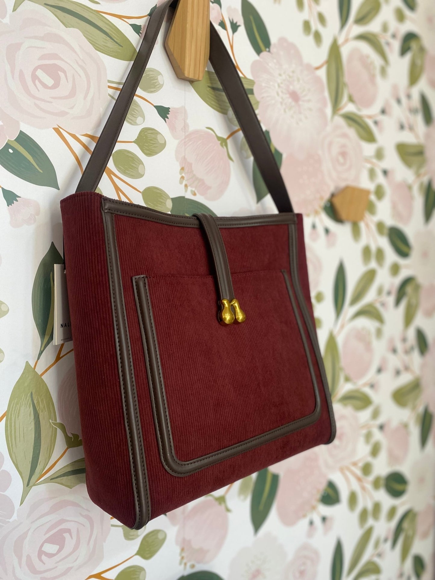 BORSA REBECCA A SPALLA VELLUTO BORDEAUX NALI - Fanatica Boutique