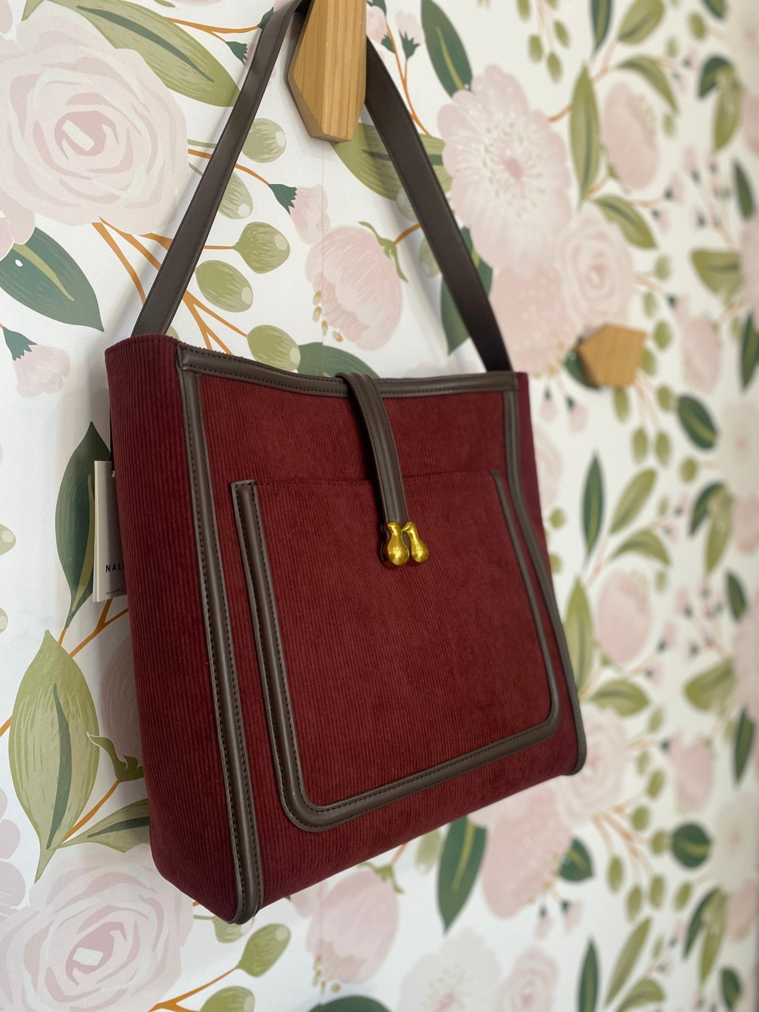 BORSA REBECCA A SPALLA VELLUTO BORDEAUX NALI - Fanatica Boutique