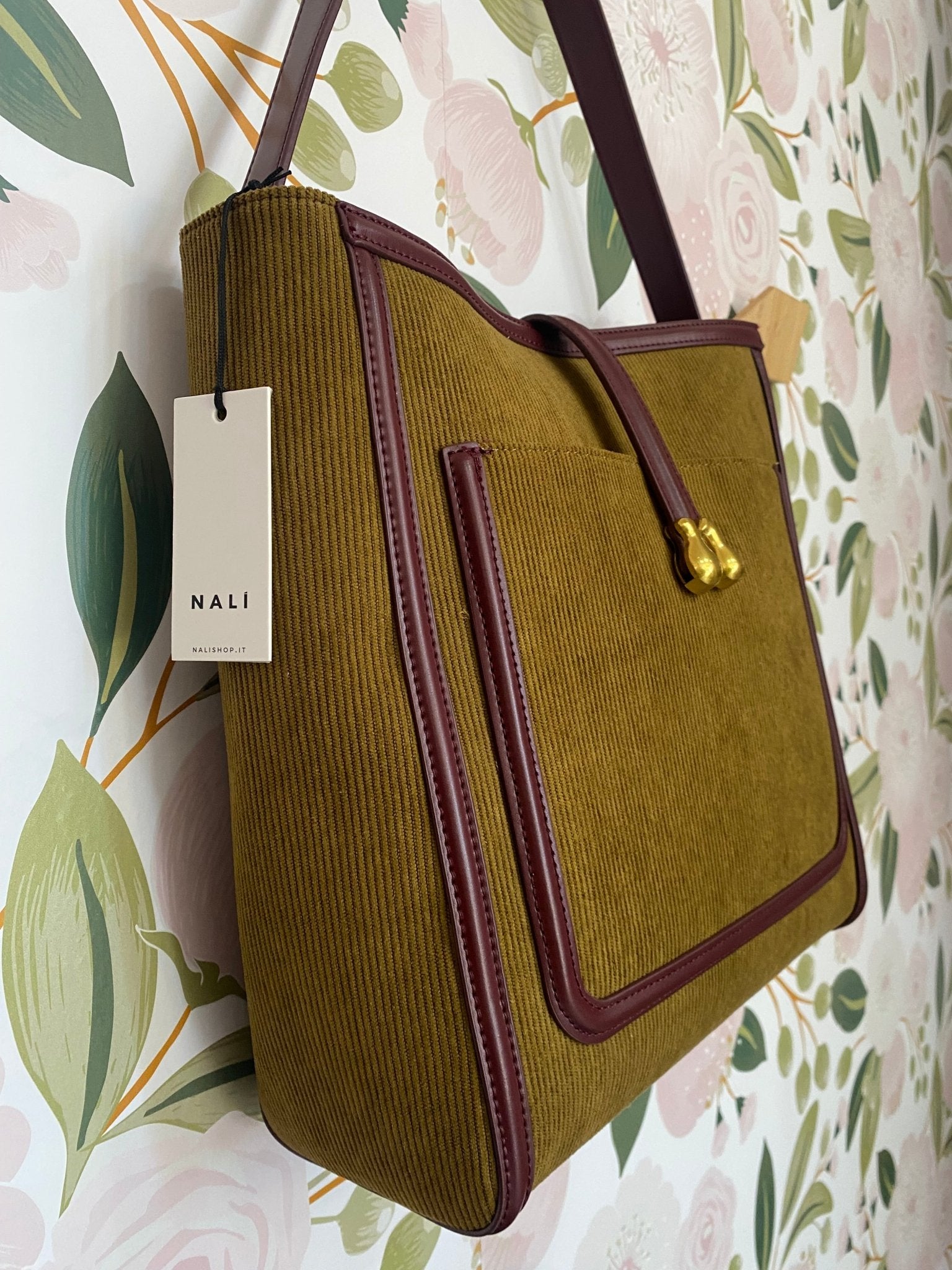 BORSA REBECCA A SPALLA VELLUTO OCRA NALI - Fanatica Boutique