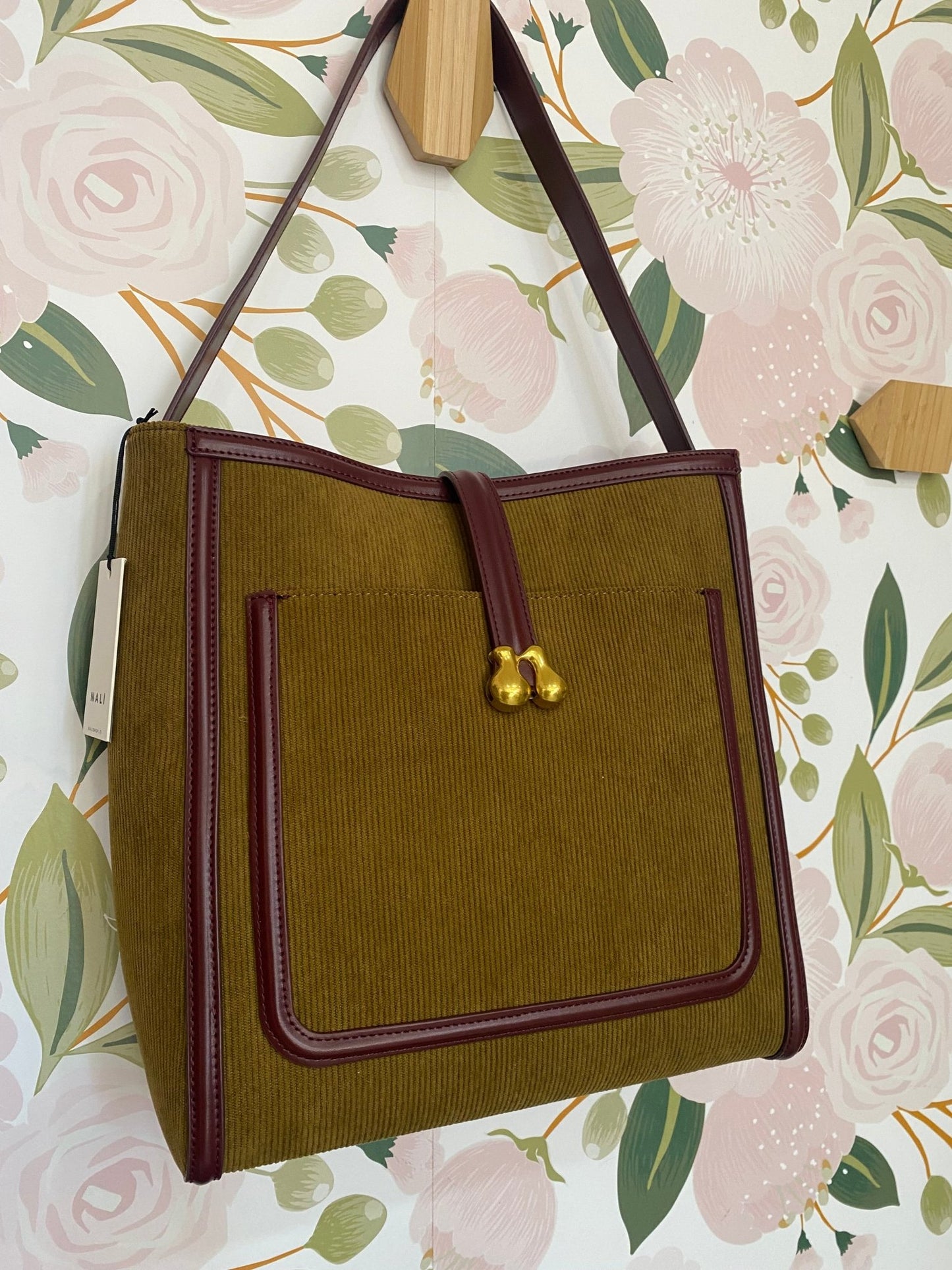 BORSA REBECCA A SPALLA VELLUTO OCRA NALI - Fanatica Boutique