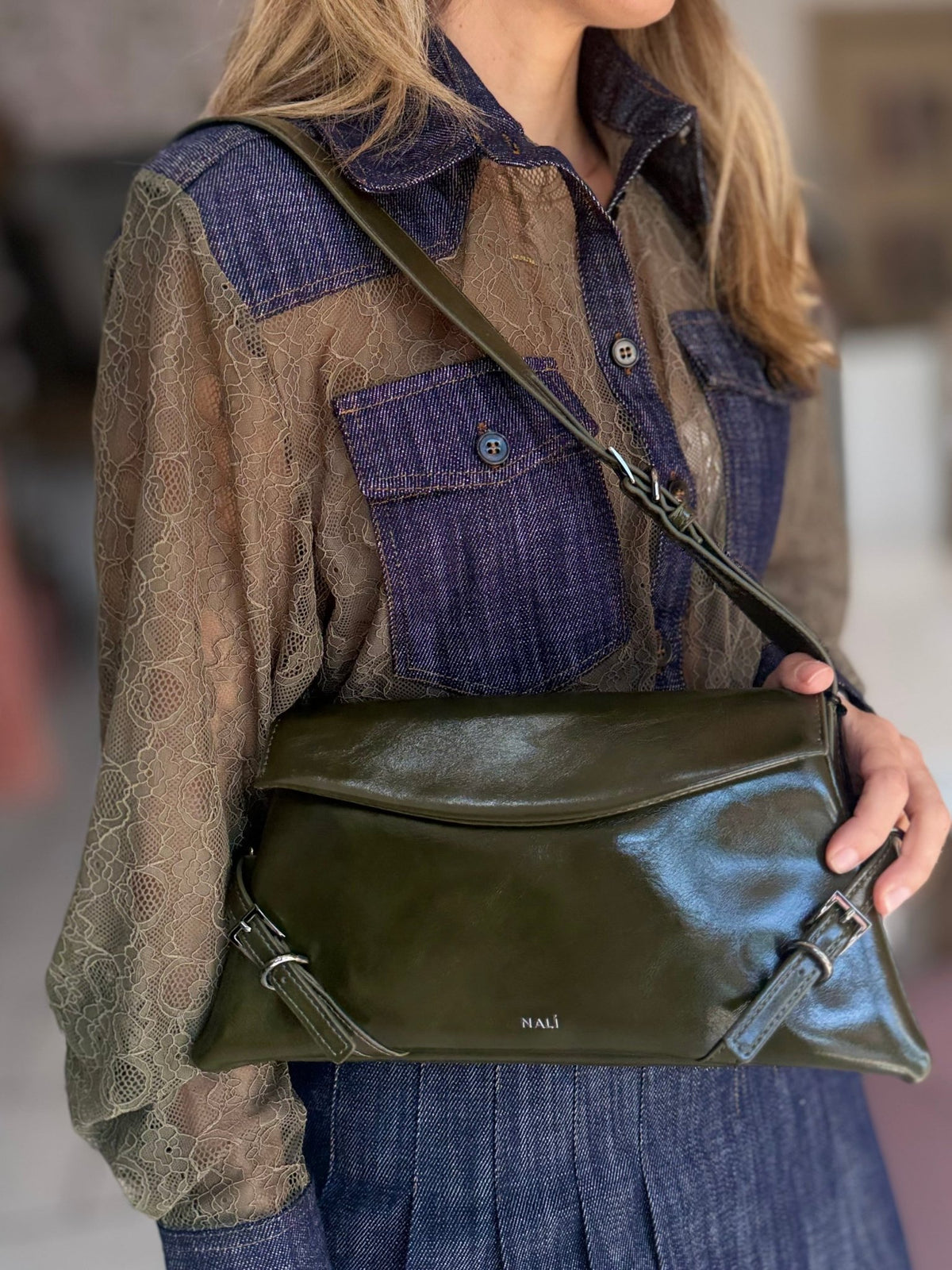 BORSA SABRINA A SPALLA VERDE NALI - Fanatica Boutique