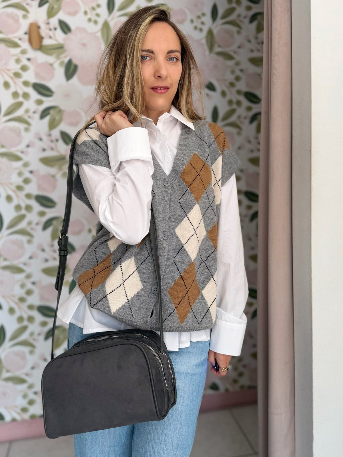 BORSA TACO DOUBLE ZIP GRIGIO NALI - Fanatica Boutique