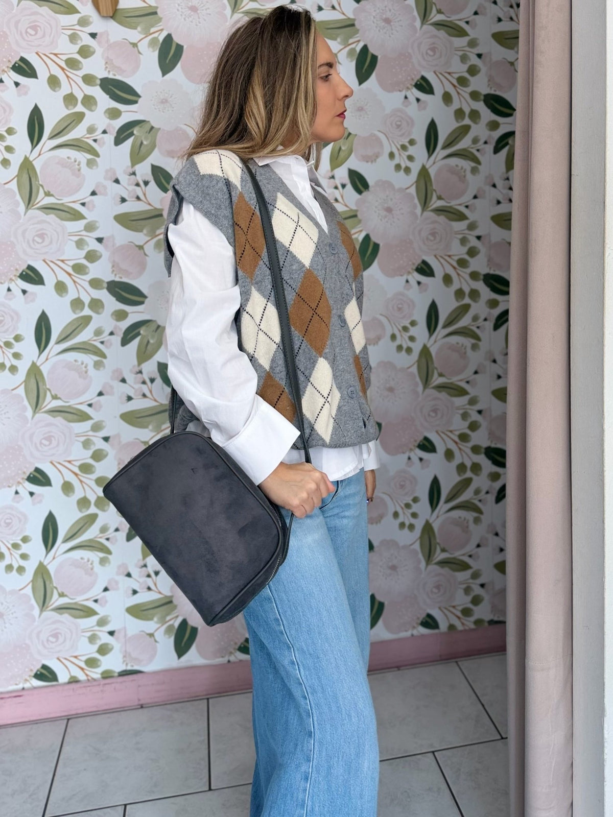 BORSA TACO DOUBLE ZIP GRIGIO NALI - Fanatica Boutique