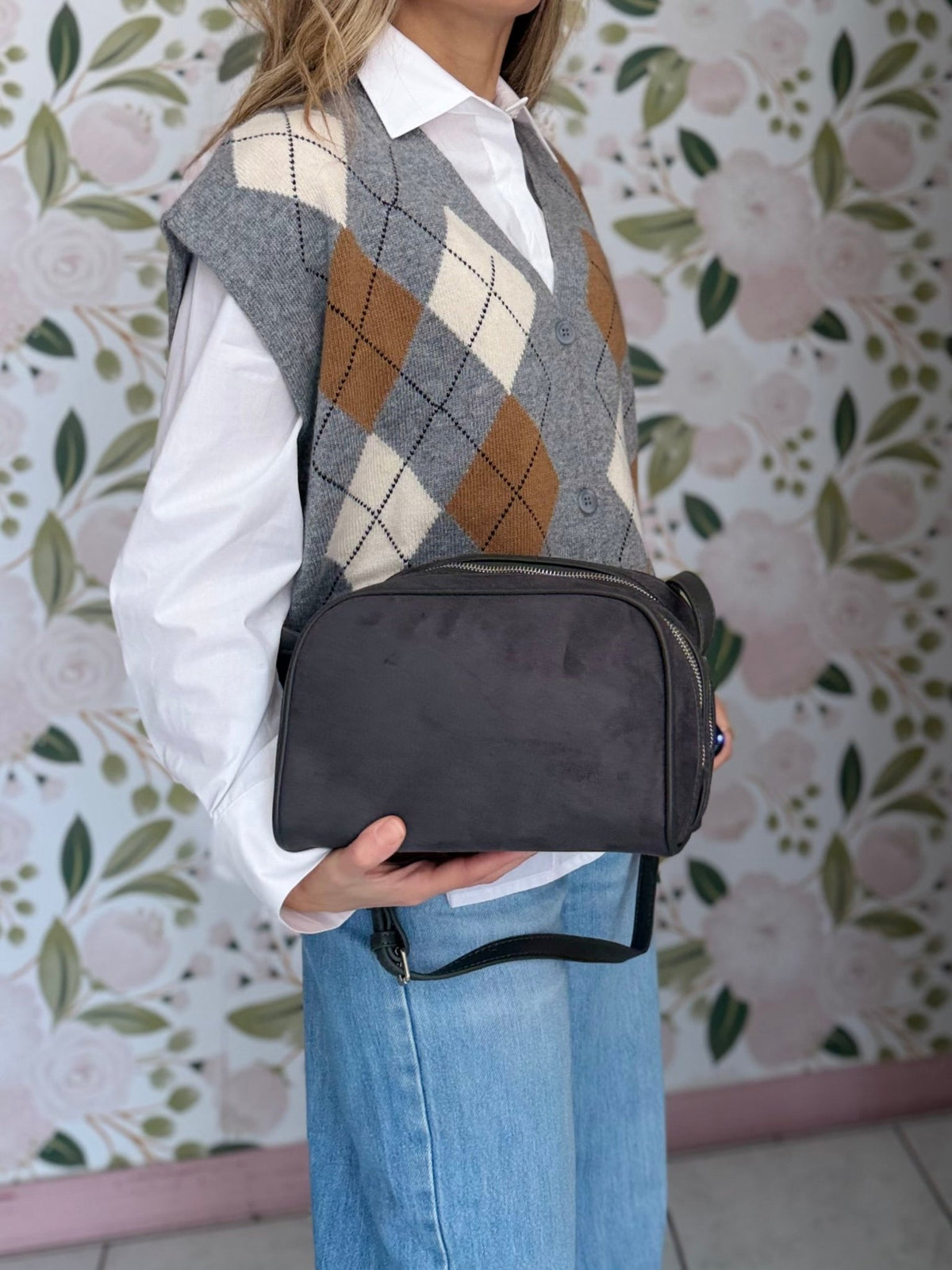 BORSA TACO DOUBLE ZIP GRIGIO NALI - Fanatica Boutique