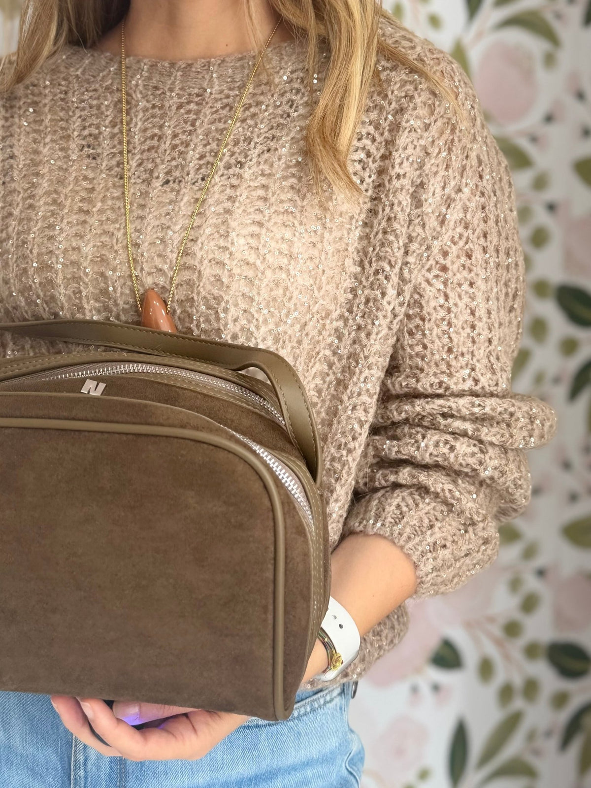 BORSA TACO DOUBLE ZIP MARRONE NALI - Fanatica Boutique