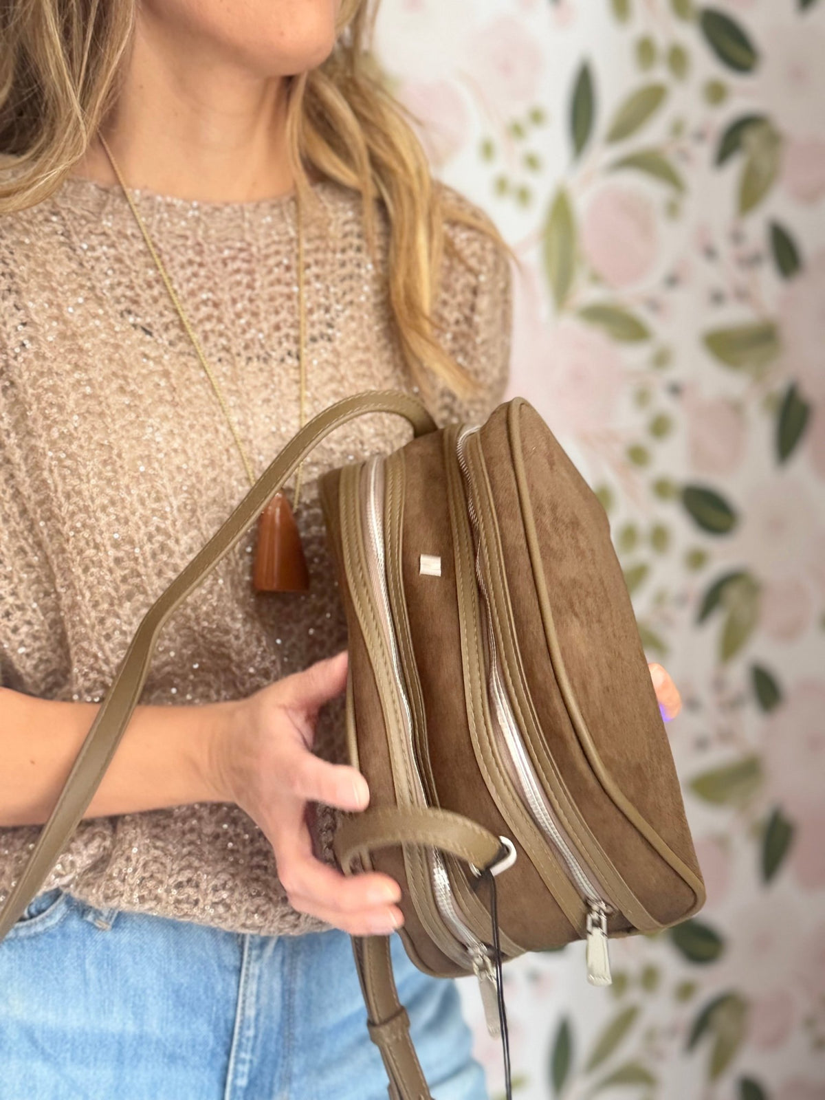 BORSA TACO DOUBLE ZIP MARRONE NALI - Fanatica Boutique