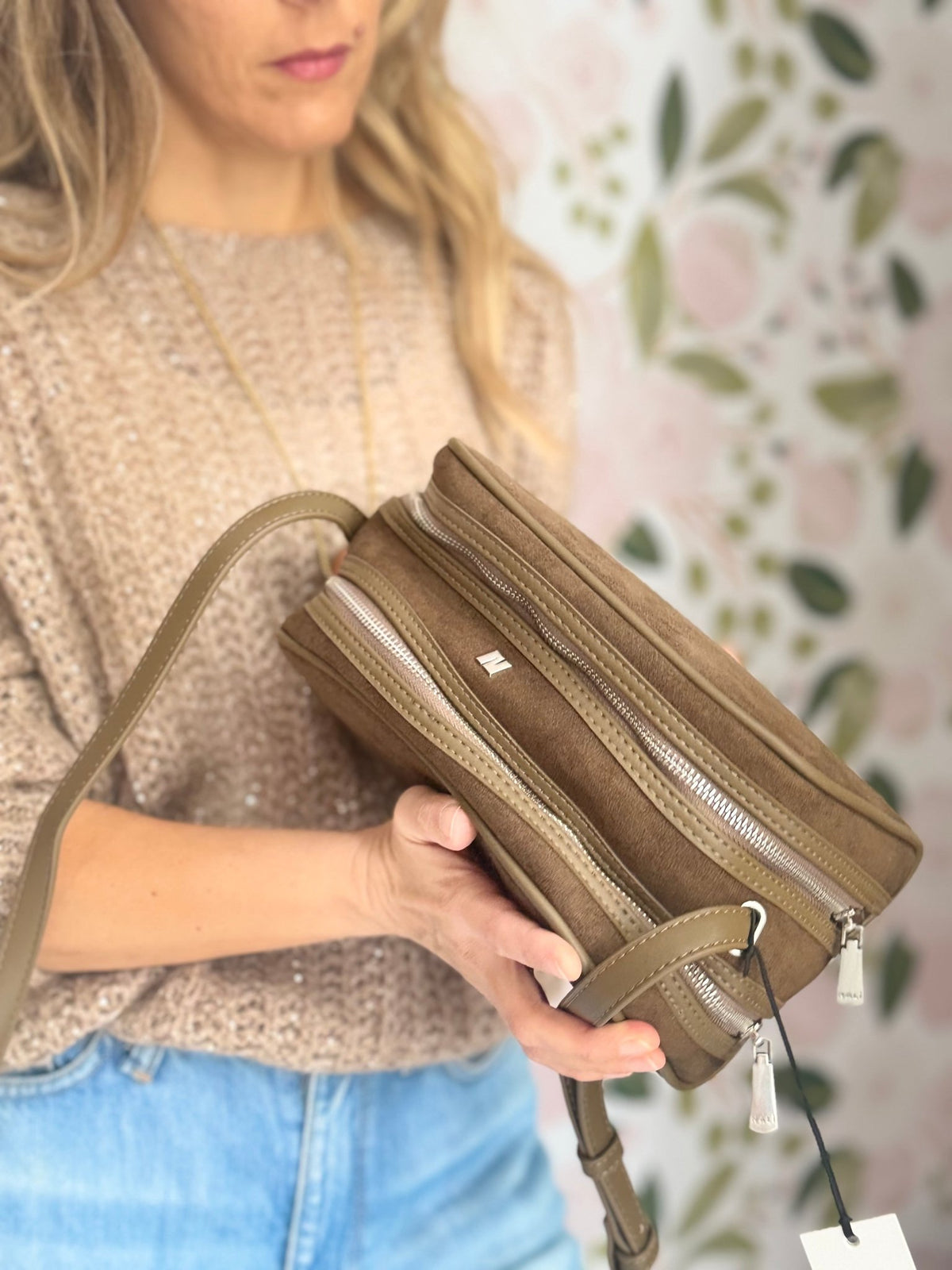 BORSA TACO DOUBLE ZIP MARRONE NALI - Fanatica Boutique