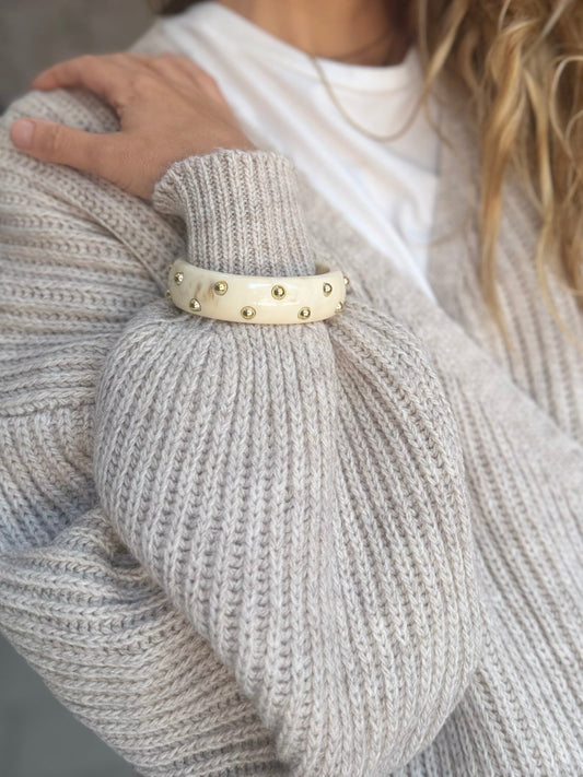 BRACCIALE CLOUDY CON BORCHIE BEIGE NALI - Fanatica Boutique