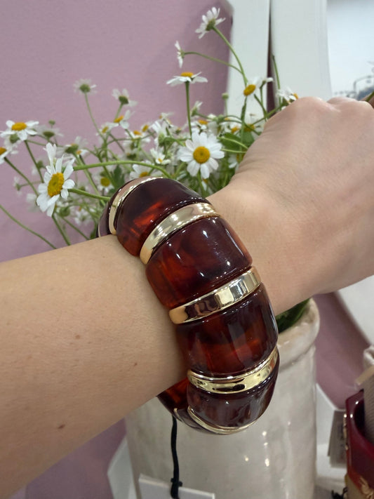 BRACCIALE THIN IN RESINA ELASTICO MARRONE NALI - Fanatica Boutique