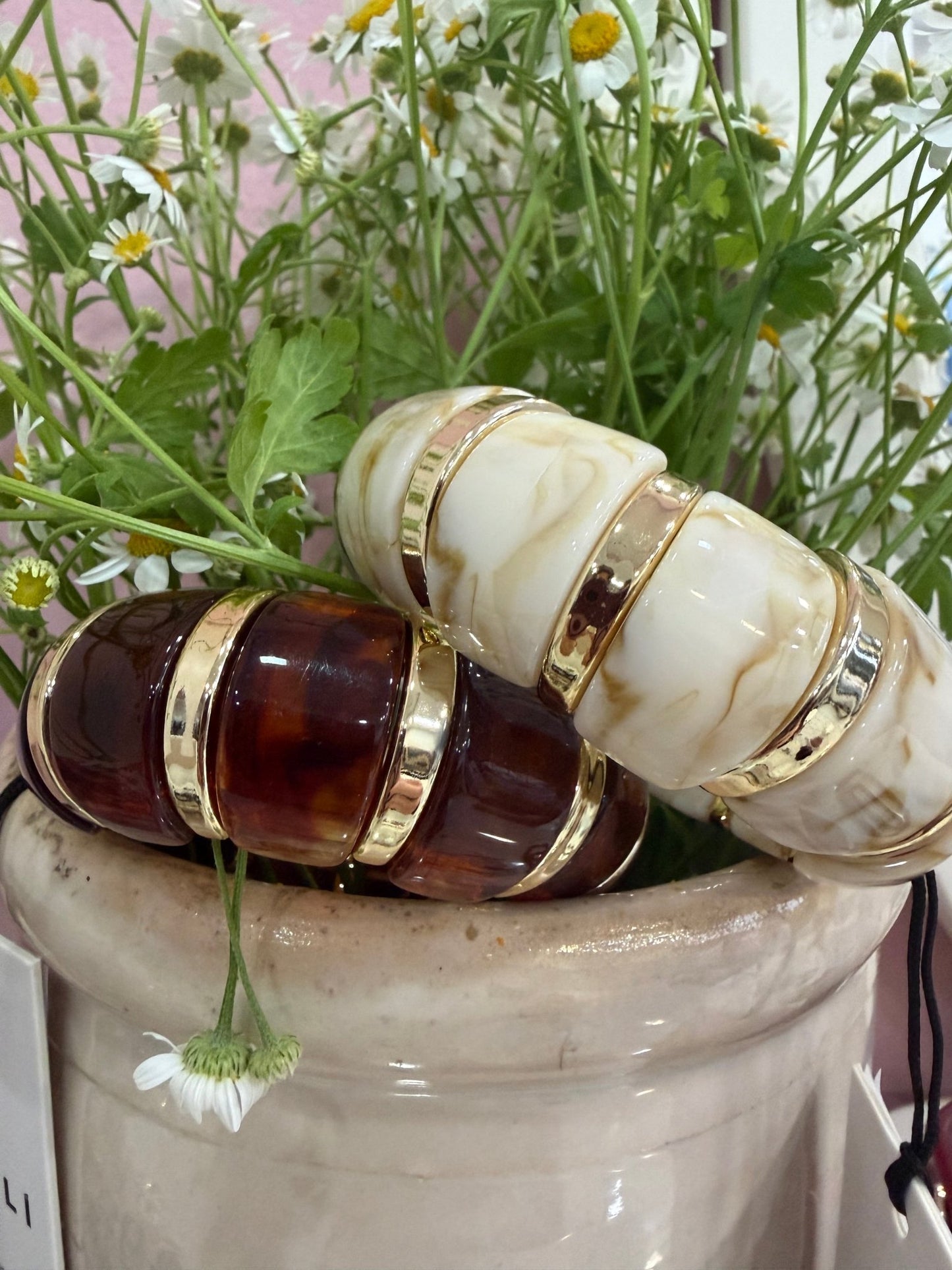 BRACCIALE THIN IN RESINA ELASTICO MARRONE NALI - Fanatica Boutique