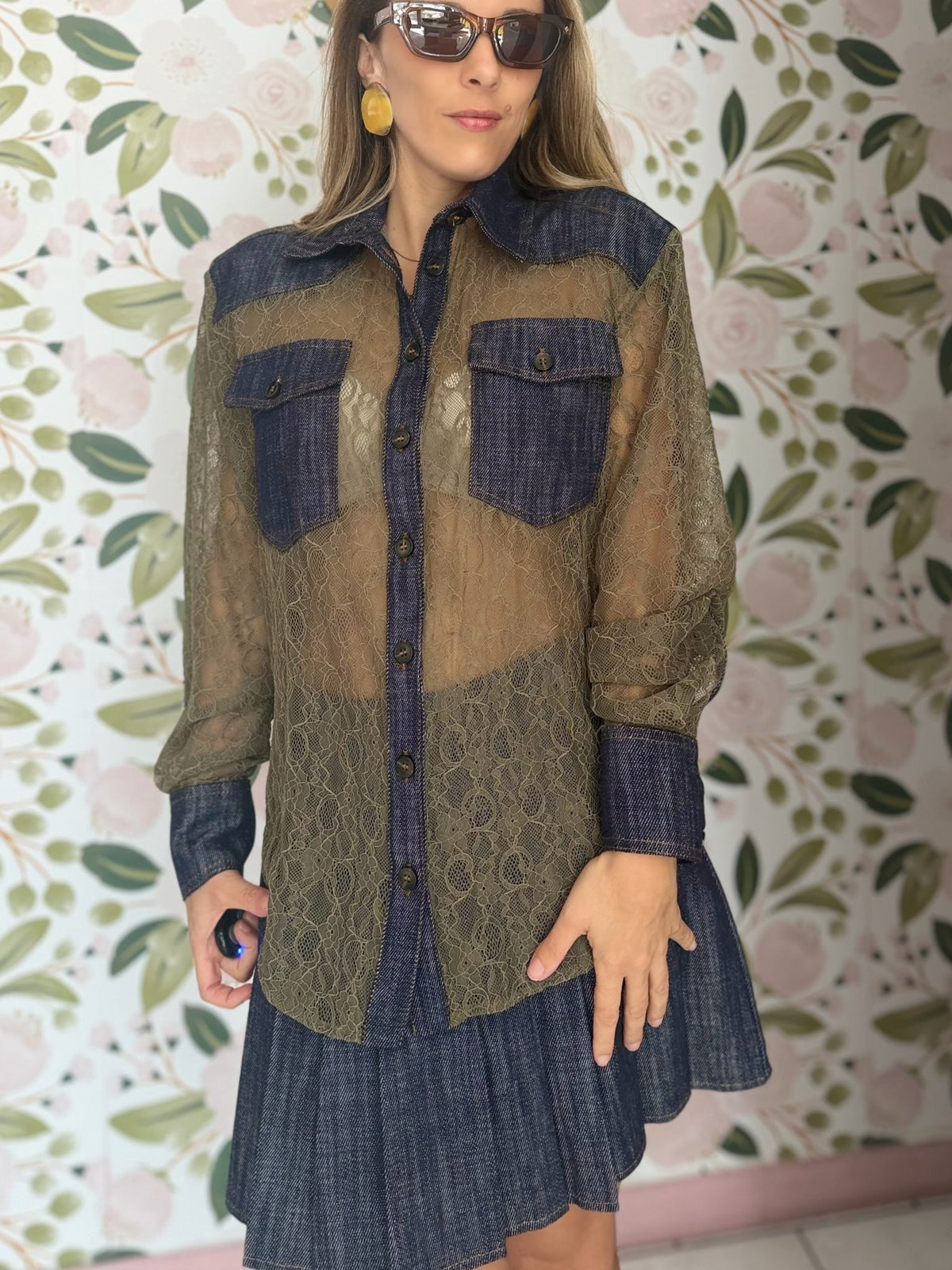 CAMICIA IN DENIM CON PIZZO KIKISIX - Fanatica Boutique