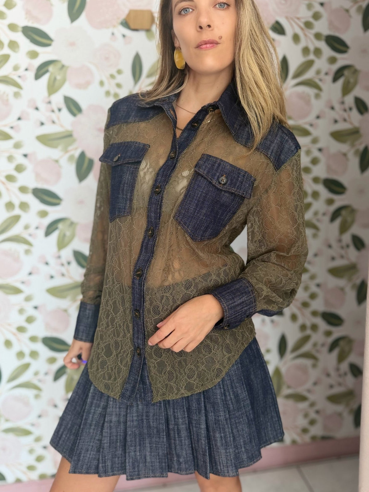 CAMICIA IN DENIM CON PIZZO KIKISIX - Fanatica Boutique