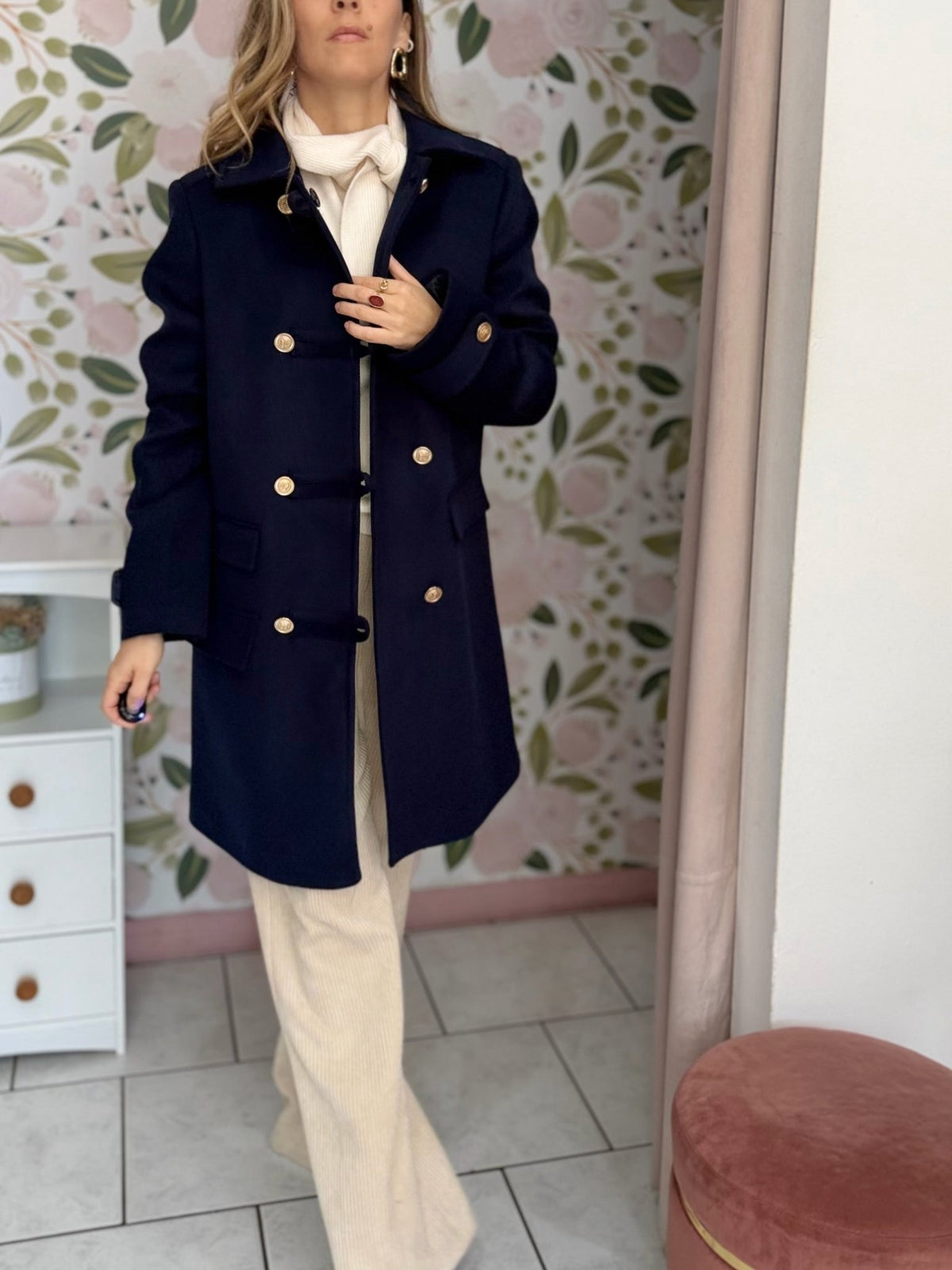 CAPPOTTO MIDI CON ALAMARI ORO BLU KIKISIX - Fanatica Boutique