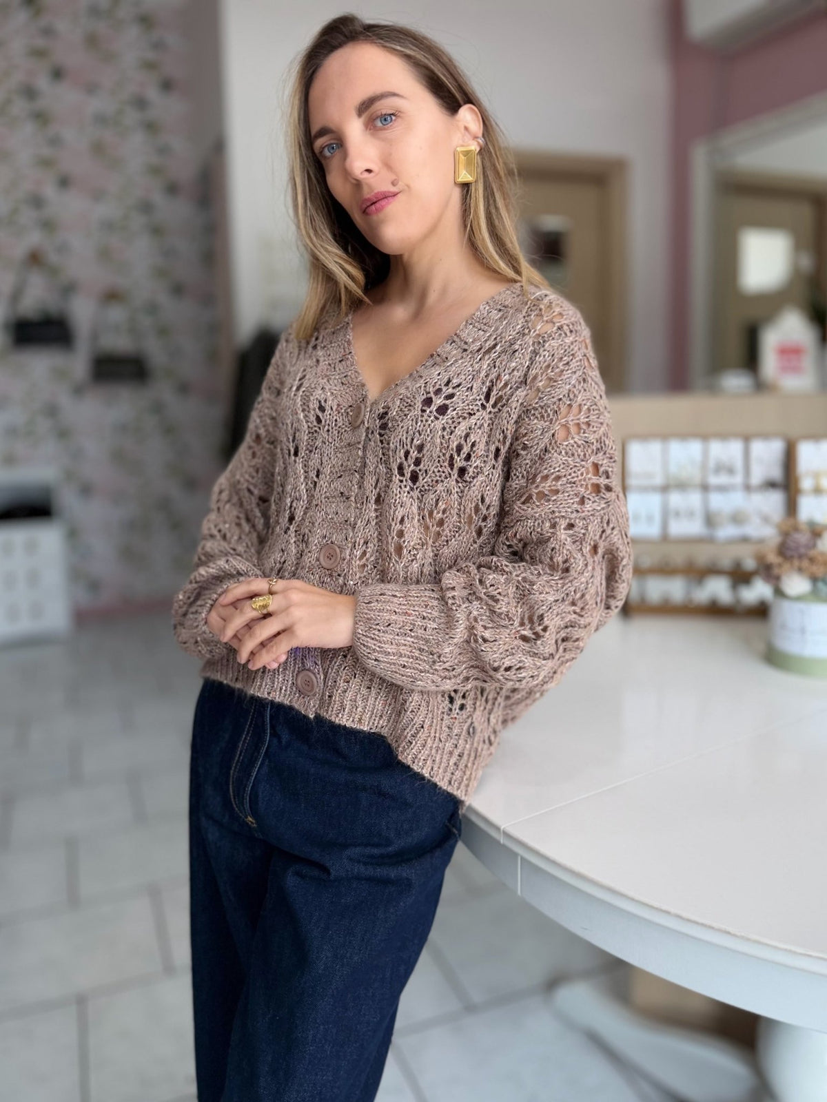 CARDIGAN TRAFORAT0 INS.PAILLETTES ECO - Fanatica Boutique