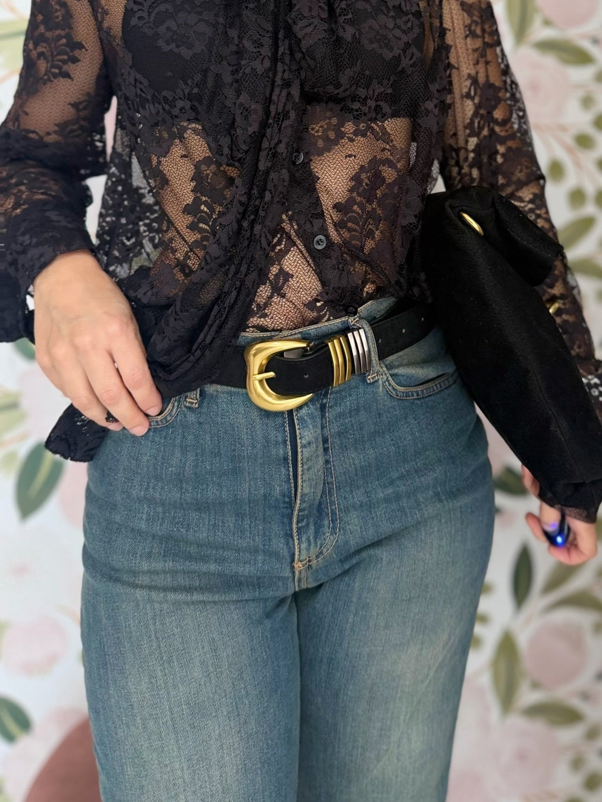 CINTURA JEANNE FIBBIA SINUOSA NERO S/M NALI - Fanatica Boutique