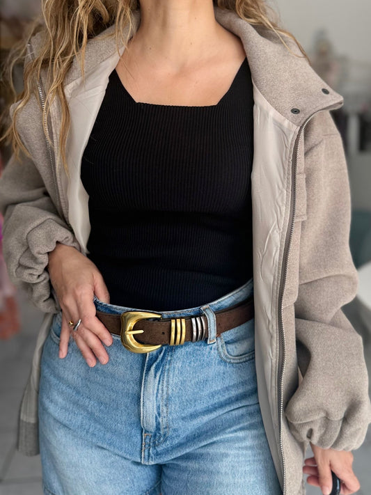 CINTURA JEANNE FIBBIA SINUOSA TORTORA S/M NALI - Fanatica Boutique