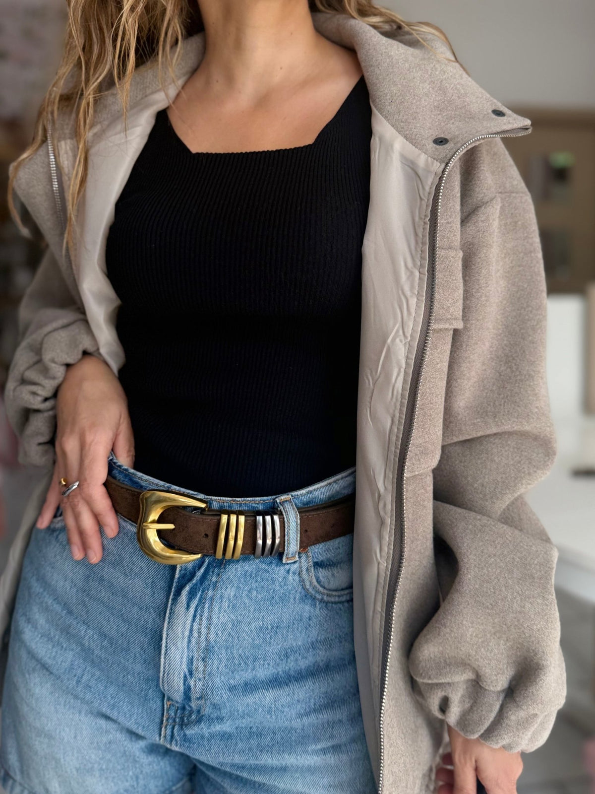 CINTURA JEANNE FIBBIA SINUOSA TORTORA S/M NALI - Fanatica Boutique
