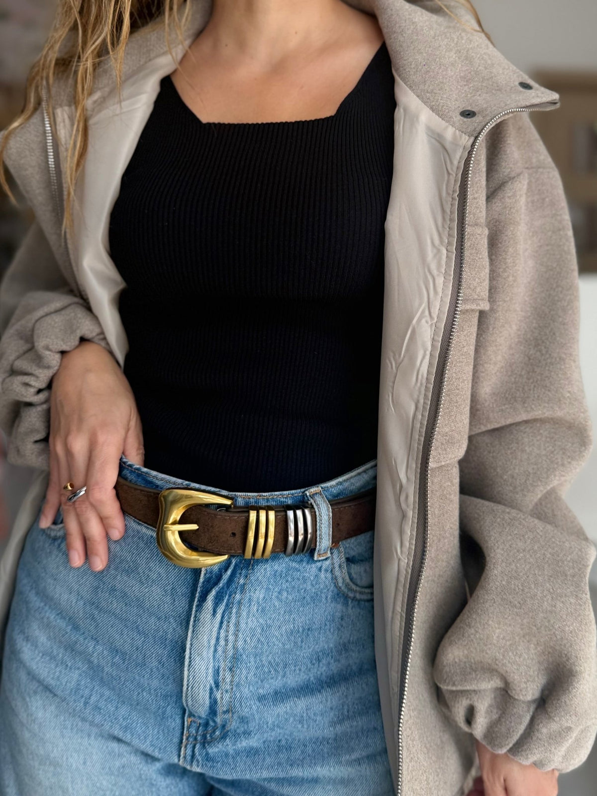 CINTURA JEANNE FIBBIA SINUOSA TORTORA S/M NALI - Fanatica Boutique