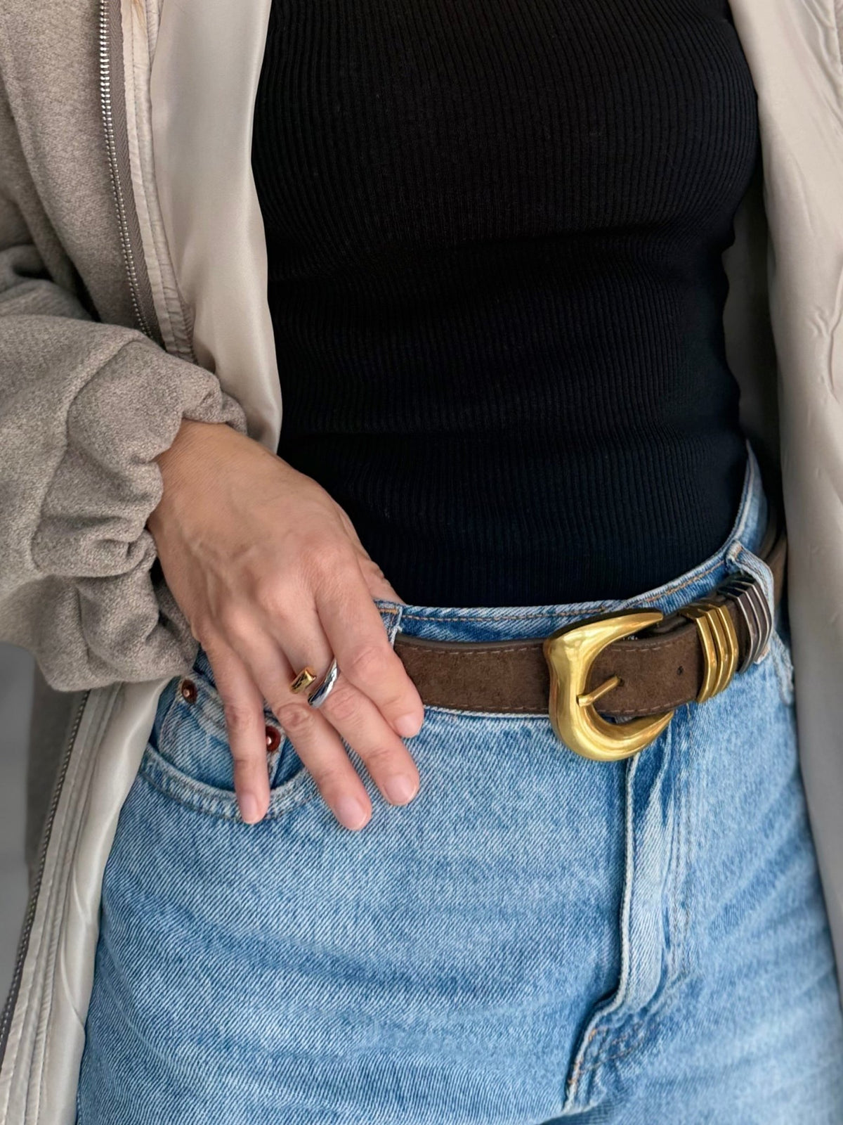 CINTURA JEANNE FIBBIA SINUOSA TORTORA S/M NALI - Fanatica Boutique