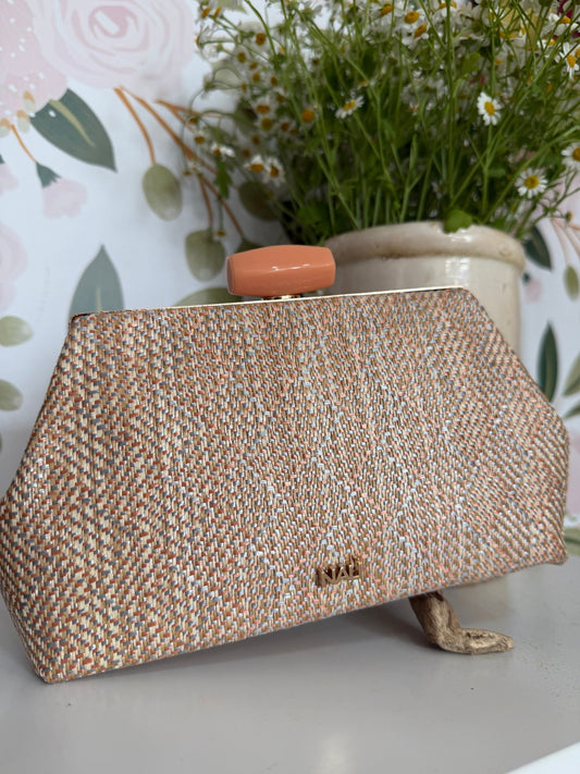 CLUTCH JULIA IN TESSUTO ARANCIO NALI - Fanatica Boutique