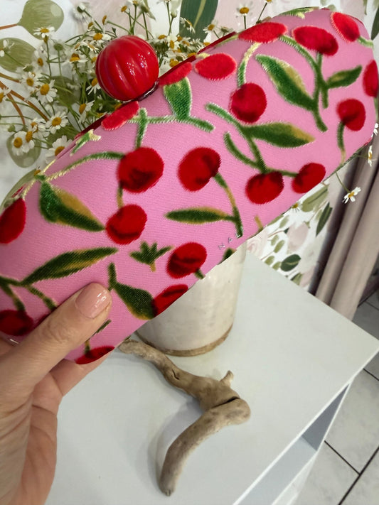 CLUTCH MARGOT STAMPA CILIEGIE ROSA NALI - Fanatica Boutique