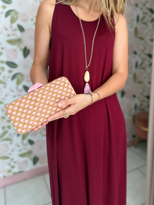 CLUTCH NADIA SUGHERO STAMPA ROSA NALI - Fanatica Boutique