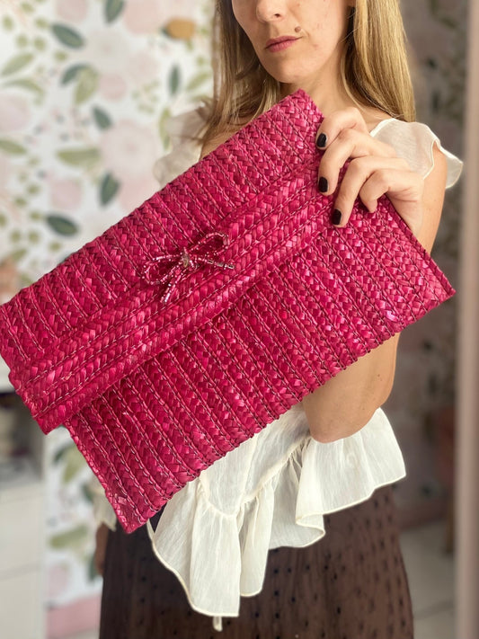 CLUTCH NEW SAMI PAGLIA+FIOCCO FUCSIA NALI - Fanatica Boutique